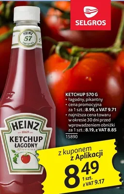 Ketchup Heinz Łagodny promocja w Selgros