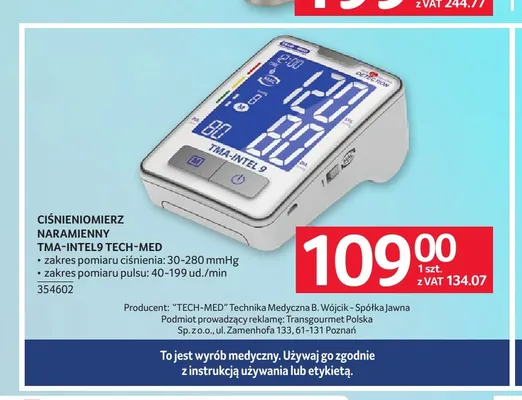Ciśnieniomierz naramienny TMA-INTEL9 Tech-Med promocja w Selgros