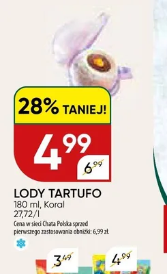 Lody Tartufo Koral promocja w Chata Polska