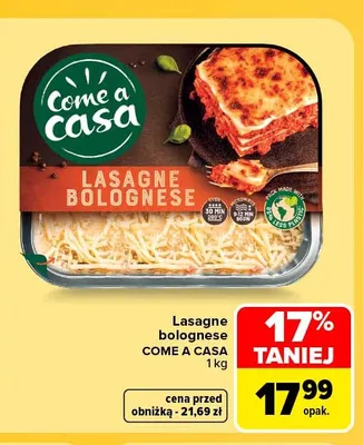 Lasagne bolognese Come a Casa promocja w Carrefour Market