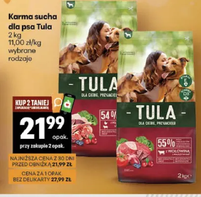 Karma sucha dla psa Tula promocja w Delikatesy Centrum