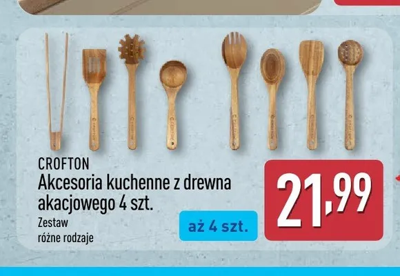 Akcesoria kuchenne z drewna akacjowego Crofton promocja w Aldi