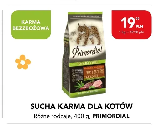 Sucha karma dla kotów Primordial promocja w Aquael zoo