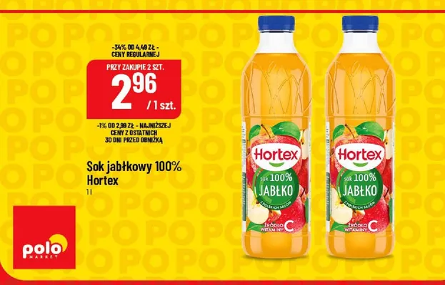 Sok jabłkowy 100% Hortex promocja w POLOmarket