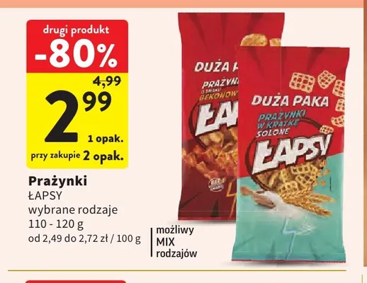 Prażynki Łapsy promocja w Intermarche