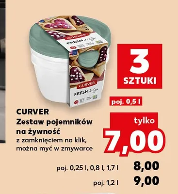 Zestaw pojemników na żywność poj. 0,25 l, 0,8 l, 1,7 l 3-pak Curver promocja w Kaufland