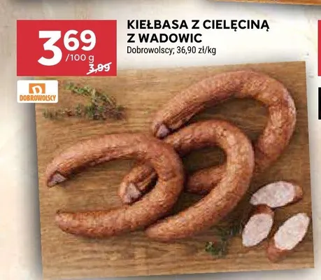 Kiełbasa z cielęciną z Wadowic Dobrowolscy promocja w Stokrotka
