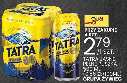 Piwo Tatra Jasne Pełne Puszka promocja w Wafelek