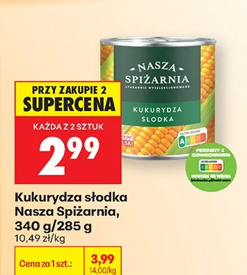 Kukurydza słodka Nasza Spiżarnia promocja w Biedronka