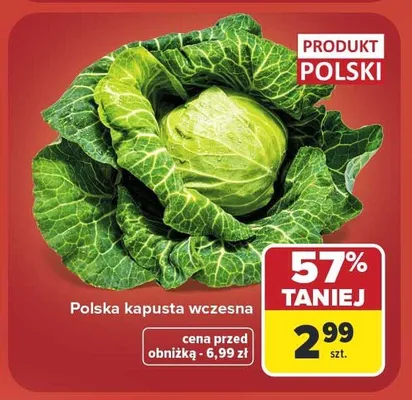 Kapusta wczesna polska promocja w Carrefour