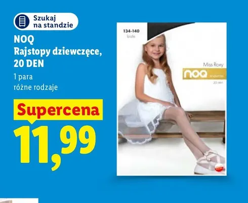 Rajstopy dziewczęce 20 DEN NOQ promocja w Lidl