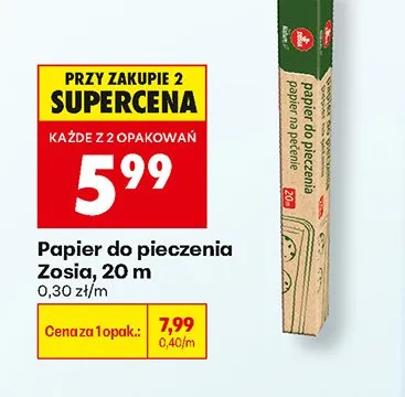 Papier do pieczenia Zosia 20 m promocja w Biedronka