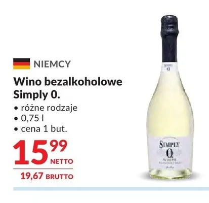 Wino bezalkoholowe Simply 0. promocja w Makro