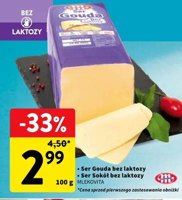 Ser Gouda bez laktozy Mlekovita promocja w Intermarche