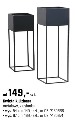 Kwietnik Lizbona metalowy, z osłonką 54cm promocja w OBI