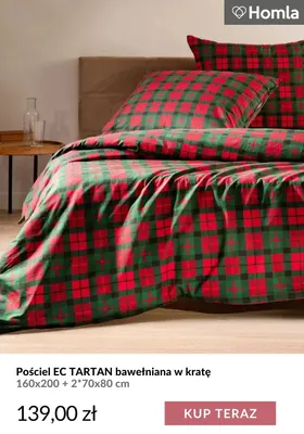 Pościel EC Tartan bawełniana w kratę 160x200+2*70x80 cm Homla promocja w Homla