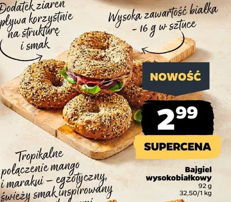 Bajgiel wysokobłonnikowy promocja w Netto