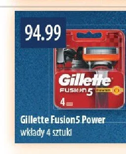Wkłady Fusion5 Power 4 sztuki Gillette promocja w Drogerie Laboo