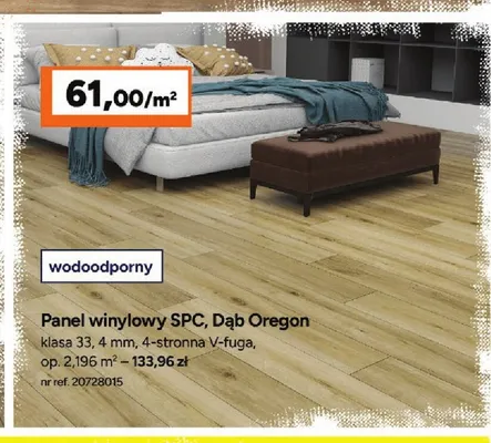 Panel winylowy Spc Dąb Oregon klasa 33 4 mm promocja w Bricoman