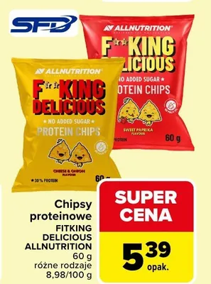 Chipsy proteinowe FitKing Delicious Allnutrition różne rodzaje promocja w Carrefour Market