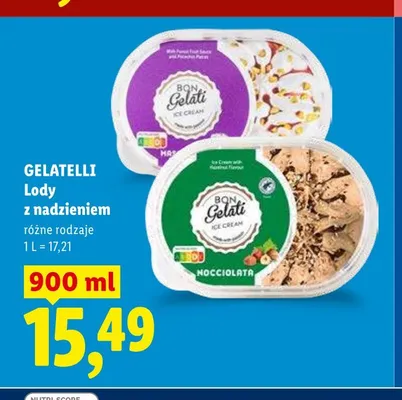 Lody z nadzieniem GELATELLI Bon Gelati Ice Cream Nocciolata promocja w Lidl
