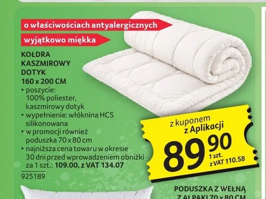 Kołdra Kaszmirowy Dotyk 160x200 cm promocja w Selgros