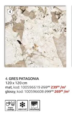 Gres Patagonia glossy 120x120 cm promocja w Komfort