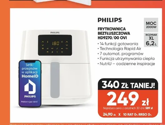 Frytkownica beztłuszczowa Philips HD9270/00 OVI promocja w Max Elektro