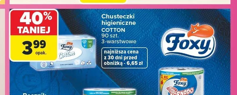 Chusteczki higieniczne Foxy Cotton promocja w Carrefour