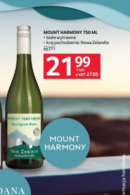 Wino Mount Harmony białe wytrawne Nowa Zelandia promocja w Selgros