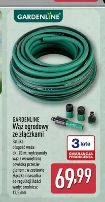Wąż ogrodowy ze złączkami GARDENLINE 20m 12,5mm promocja w Aldi