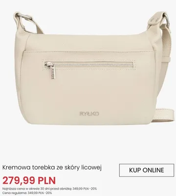 Torebka ze skóry licowej Ryłko kremowa promocja w Ryłko