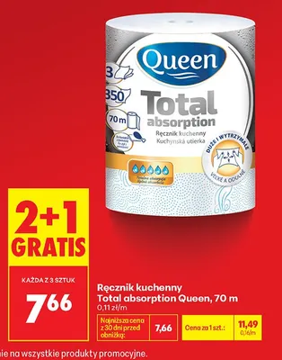 Ręcznik kuchenny Total absorption Queen 70 m promocja w Biedronka