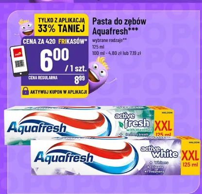 Pasta do zębów Aquafresh active white XXL promocja w POLOmarket
