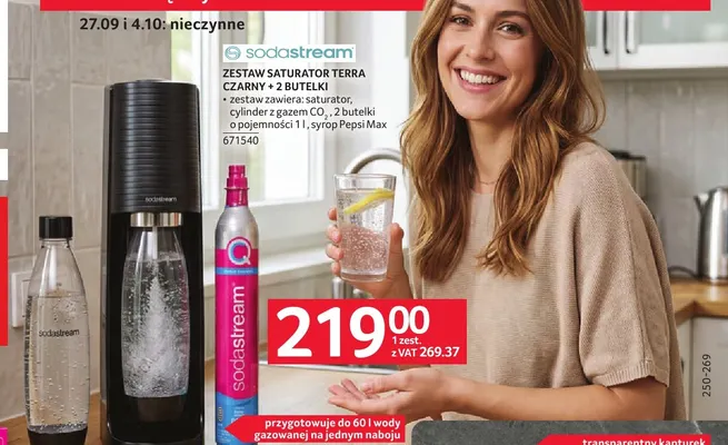 Zestaw saturator Terra czarny + 2 butelki SodaStream promocja w Selgros