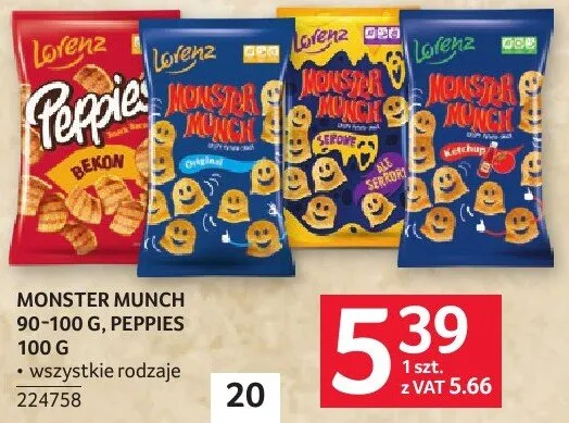 Chipsy Monster Munch 90-100g, Peppies 100g wszystkie rodzaje promocja w Selgros