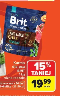 Karma dla psa Brit Premium by Nature Lamb & Rice promocja w Carrefour