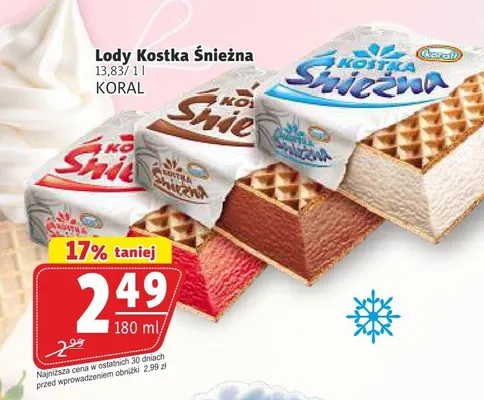 Lody Kostka Śnieżna Koral promocja w Prim Market