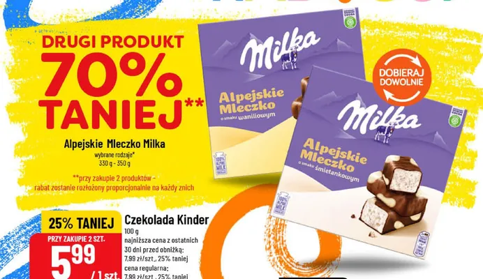 Alpejskie Mleczko Milka o smaku śmietankowym promocja w POLOmarket