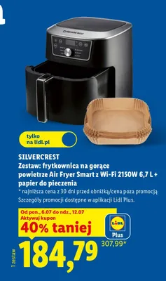 Zestaw frytkownica na gorące powietrze Air Fryer Smart Silvercrest + papier do pieczenia promocja w Lidl