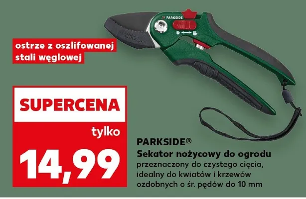 Sekator nożycowy do ogrodu Parkside ostrze z oszlifowanej stali węglowej promocja w Kaufland