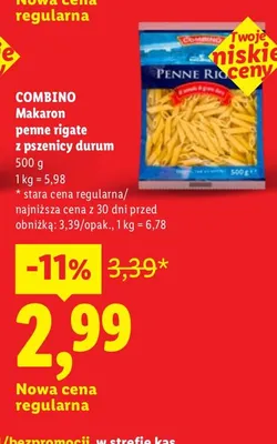 Makaron penne rigate z pszenicy durum promocja w Lidl