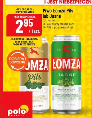 Piwo Łomża Jasne promocja w POLOmarket