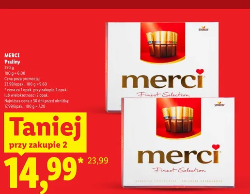 Praliny Merci Finest Selection promocja w Lidl