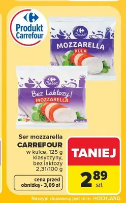 Ser mozzarella Carrefour Classic bez laktozy promocja w Carrefour Market