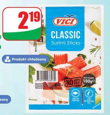 Paluszki krabowe Surimi Classic Vici promocja w Dino