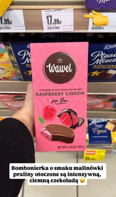 Praliny czekoladowe nadziewane Raspberry Liquor promocja w Intermarche