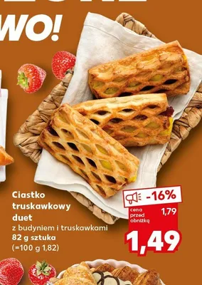 Ciastko truskawkowy duet z budyniem i truskawkami promocja w Kaufland