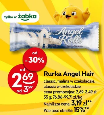 Rurka Angel Hair classic malina w czekoladzie, classic w czekoladzie promocja w Żabka