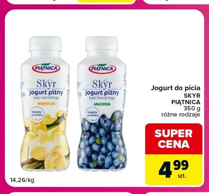 Jogurt do picia Skyr Piątnica wanilia promocja w Carrefour Market